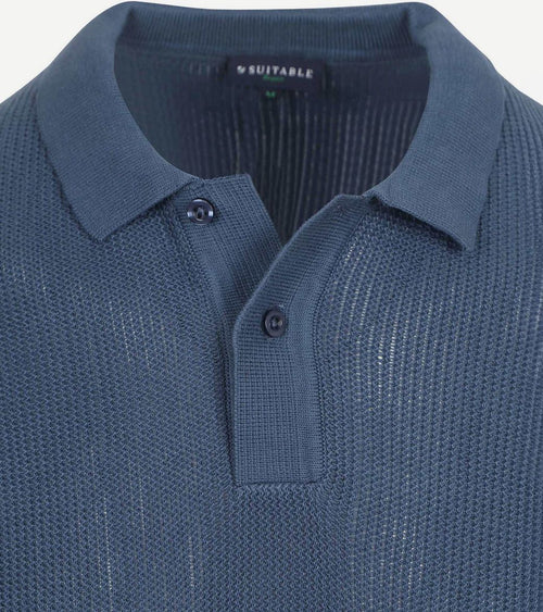 Respect polo structure knit blauw