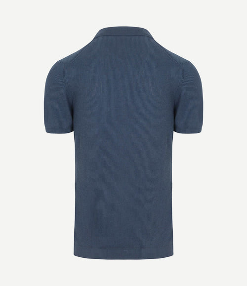 Respect polo structure knit blauw