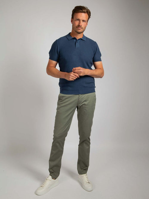 Respect polo structure knit blauw