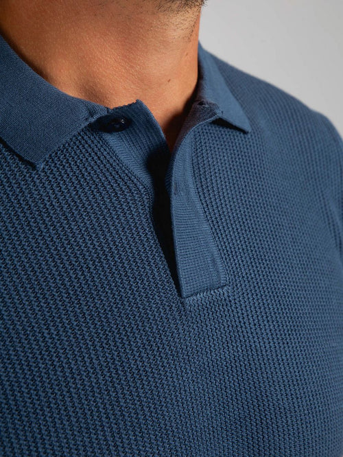 Respect polo structure knit blauw