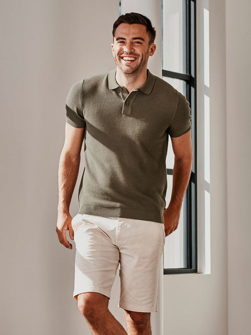 Respect polo structure knit olijfgroen