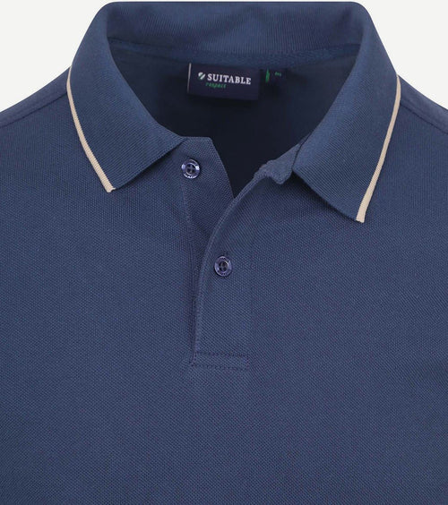 Suitable respect polo tip ferry denim blauw | Regular-fit