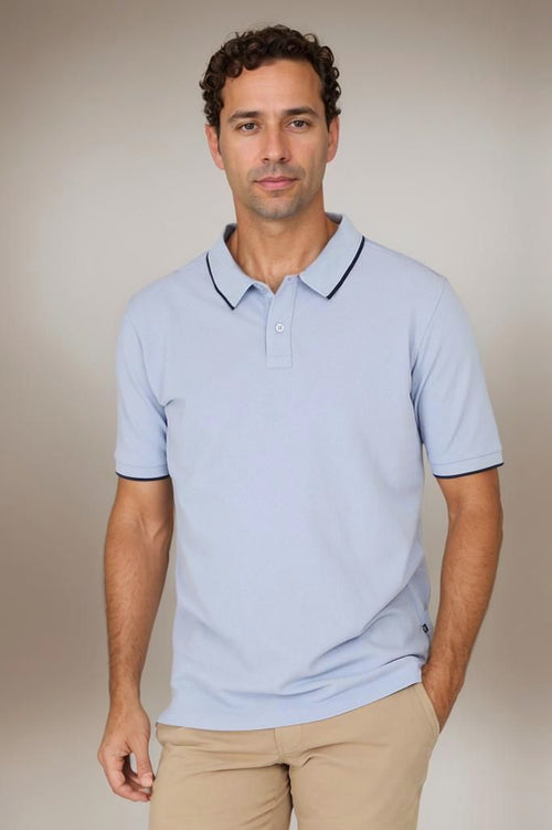 Suitable respect polo tip ferry lichtblauw | Regular-fit