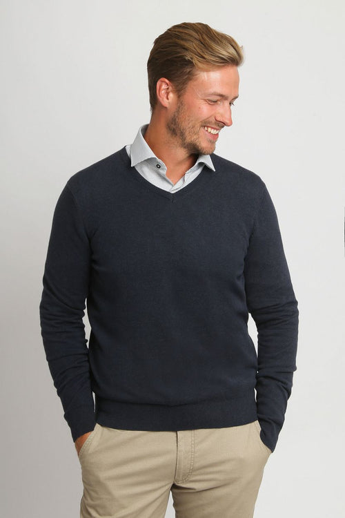 Suitable respect vinir pullover melange donkerblauw