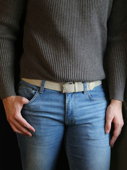 Gevlochten riem beige