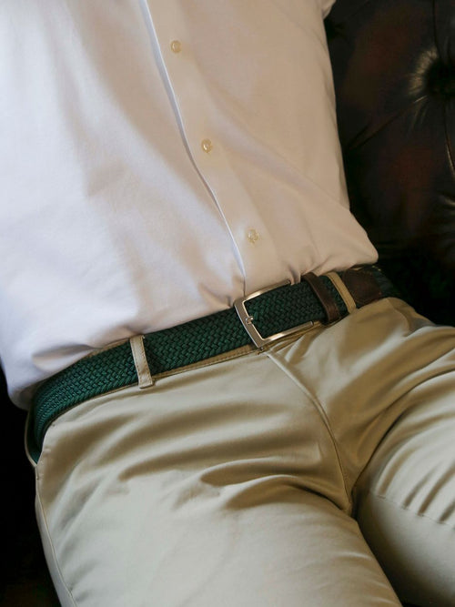 Suitable geweven riem donkergroen