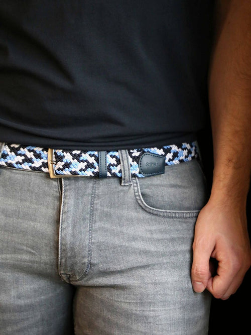 Suitable geweven riem donkerblauw blauw