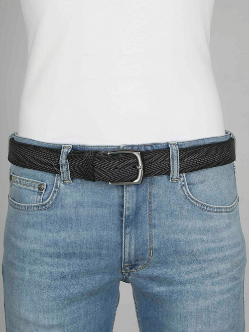 Suitable riem structuur leer donkerblauw