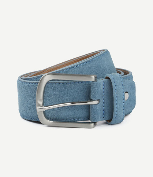 Riem suède leer blauw