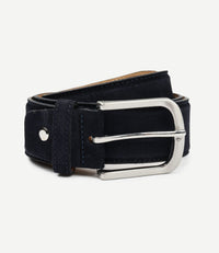 Riem suède leer donkerblauw