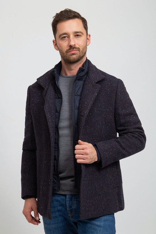 Suitable robert coat wol donkerblauw