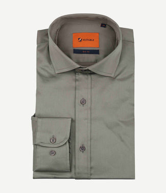 Suitable satin overhemd grijs | Slim-fit