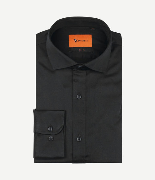 Satin overhemd zwart