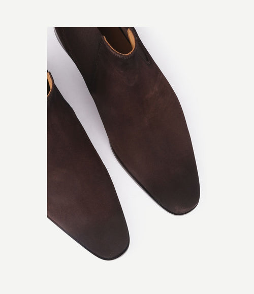 Chelsea boot suede donkerbruin