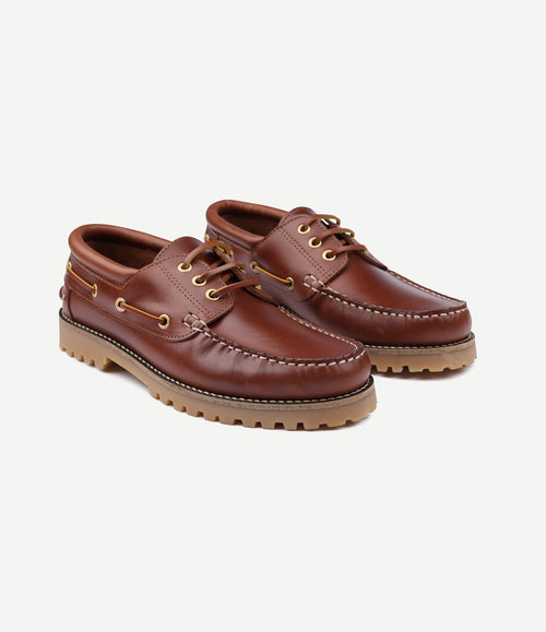 Bootschoenen leer bruin