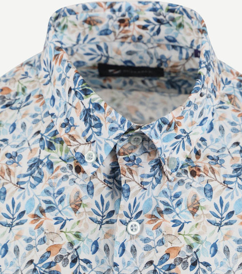 Suitable short sleeve overhemd bloemenprint blauw | Regular-fit