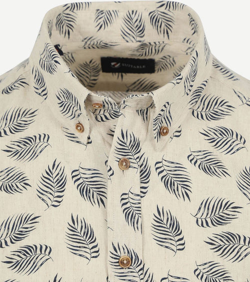 Suitable short sleeve overhemd linnen sheng blauw | Regular-fit