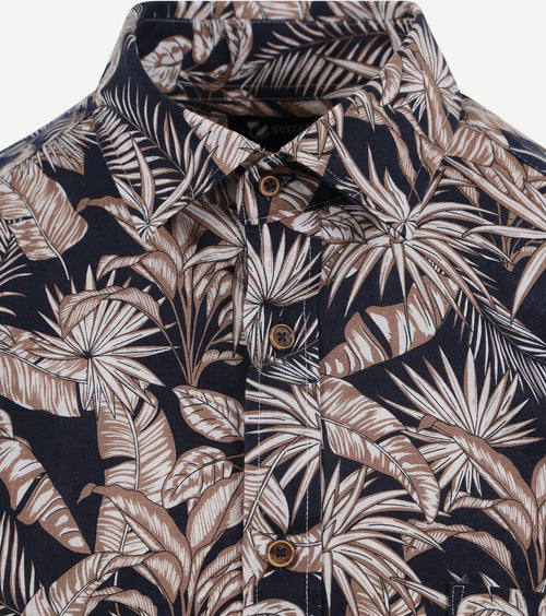 Suitable short sleeve overhemd linnen simon donkerblauw | Regular-fit