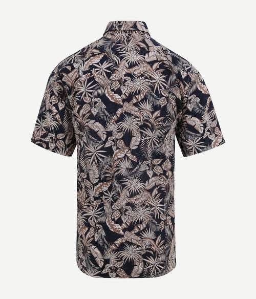 Suitable short sleeve overhemd linnen simon donkerblauw | Regular-fit