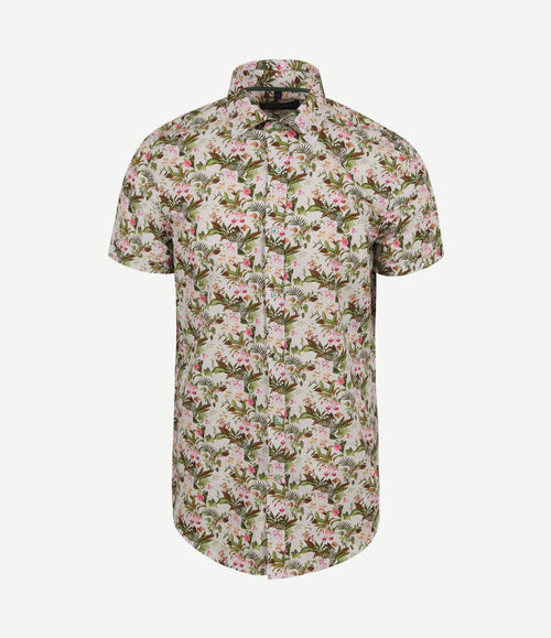 Short sleeve overhemd print jungle groen