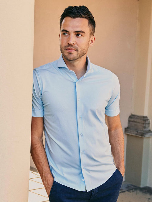 Shortsleeve sorona overhemd erik lichtblauw