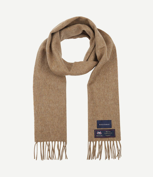 Sjaal ruit merino wol beige