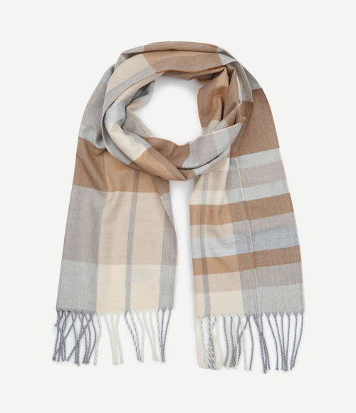Sjaal softfeel ruiten beige