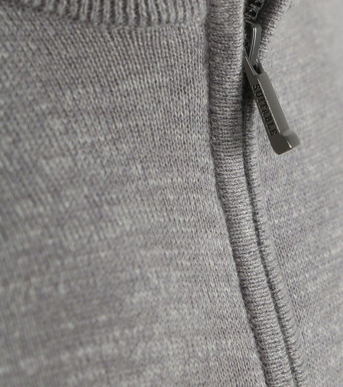 Suitable slub yarn halve rits trui grijs | Slim-fit
