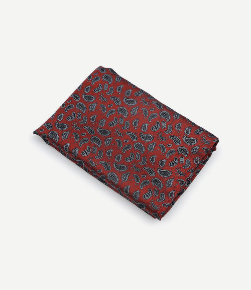 Zijde pochet paisley bordeaux