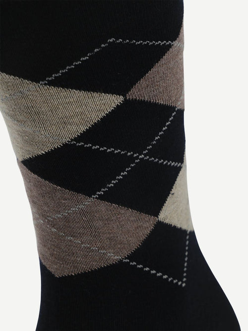 Sokken argyle donkerblauw
