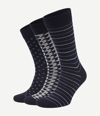 Sokken (3-pack) print donkerblauw