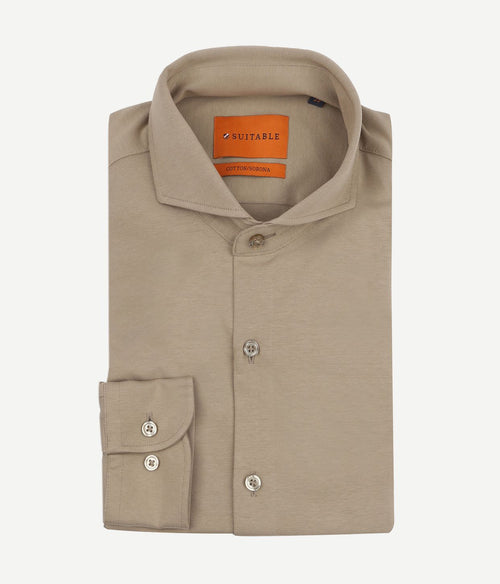 Suitable sorona overhemd beige | Slim-fit