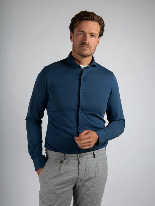 Suitable sorona overhemd denim blauw | Slim-fit