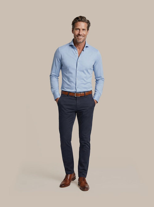 Sorona overhemd mid blauw