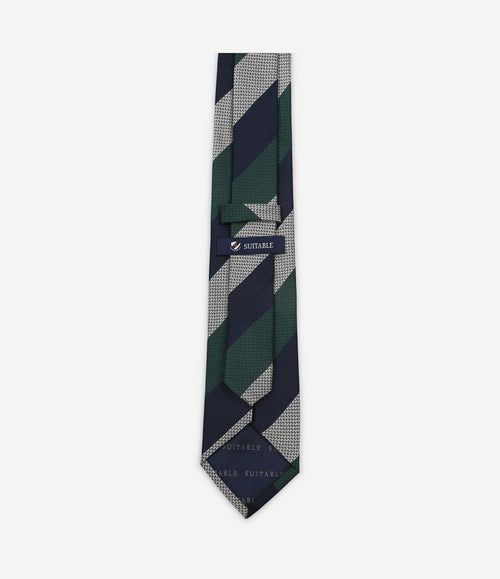 Stropdas zijde wide stripe donkerblauw groen