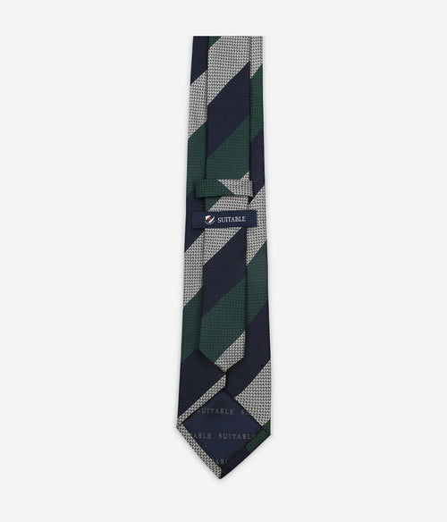 Stropdas zijde wide stripe donkerblauw groen