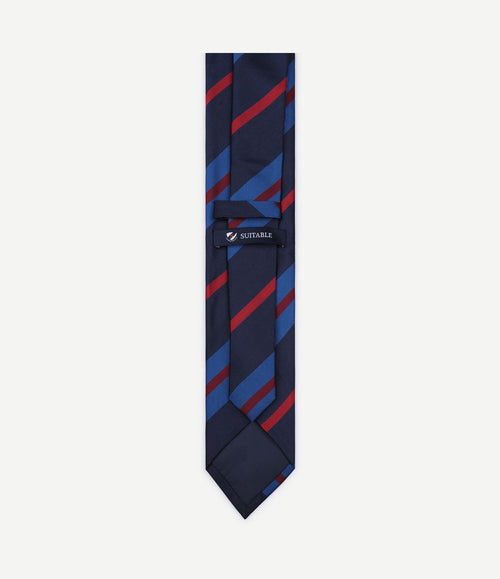 Stropdas zijde triple stripe donkerblauw