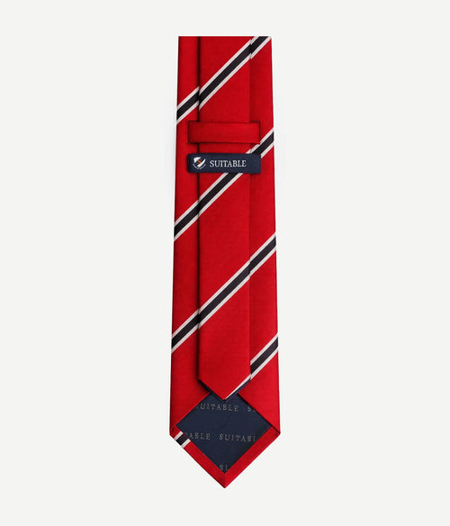 Stropdas zijde triple stripe rood