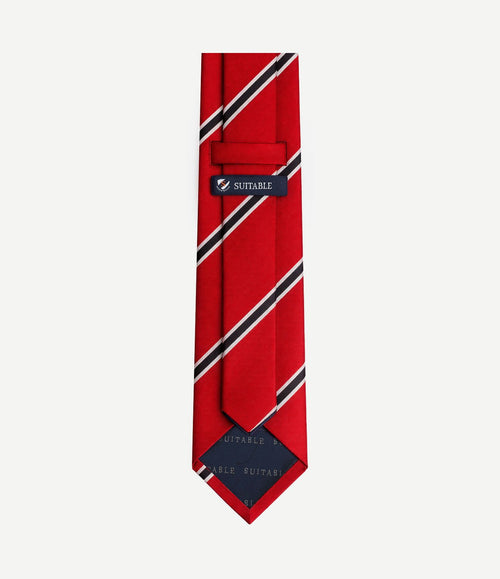 Stropdas zijde triple stripe rood