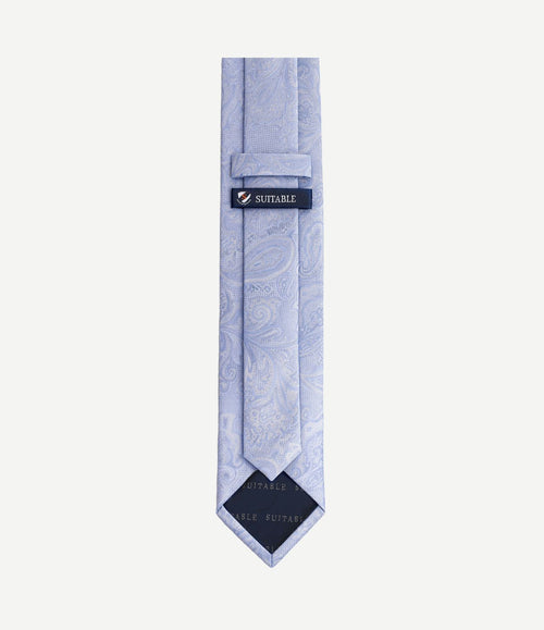 Stropdas zijde big paisley lichtblauw
