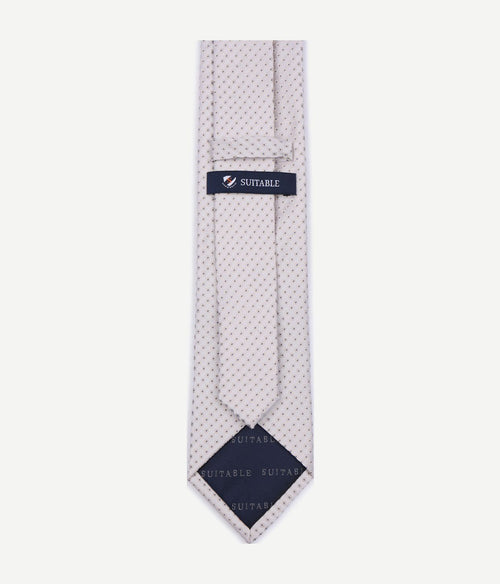 Stropdas zijde dots off white