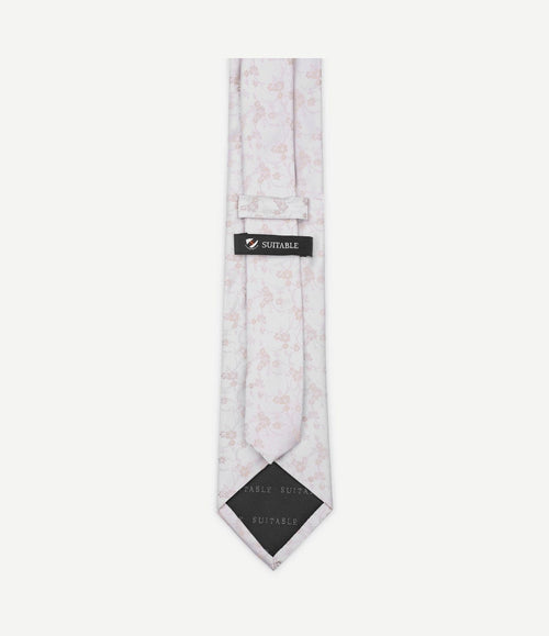 Zijde stropdas met flower off-white