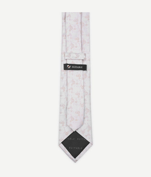 Zijde stropdas met flower off-white