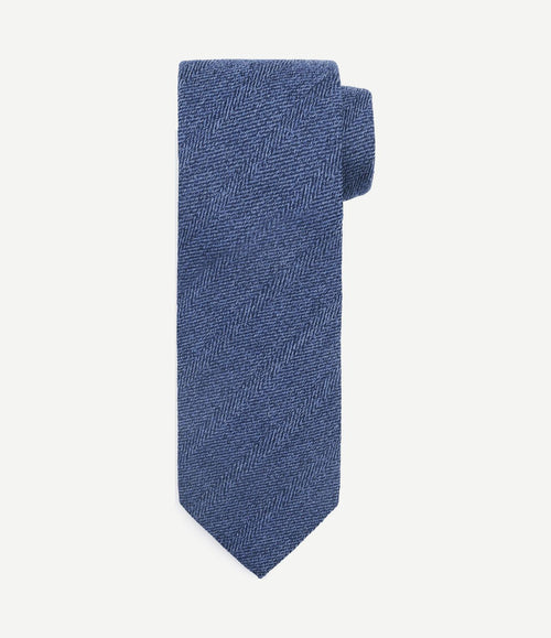 Stropdas wol/zijde visgraat indigo