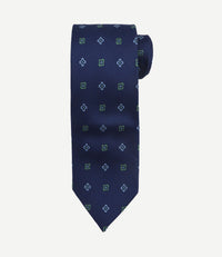 Stropdas zijde bloem donkerblauw
