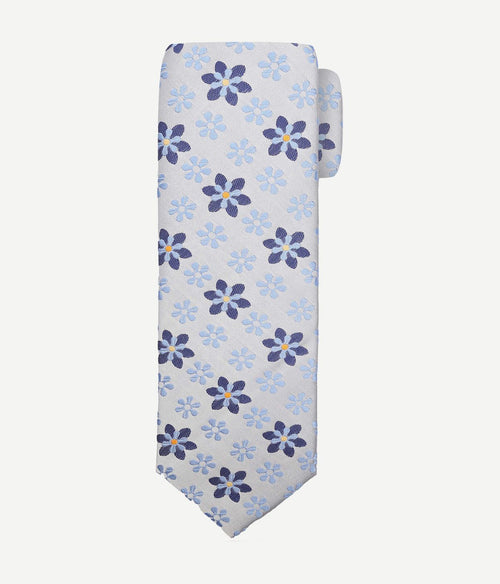 Suitable stropdas zijde bloemen blauw