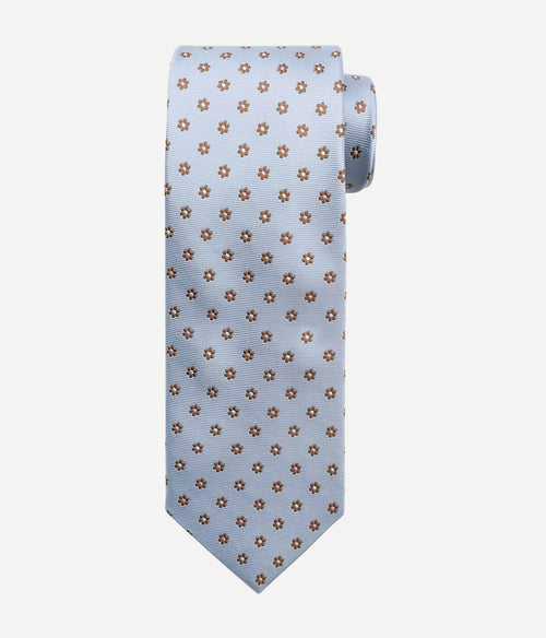 Suitable stropdas zijde mini bloem blauw