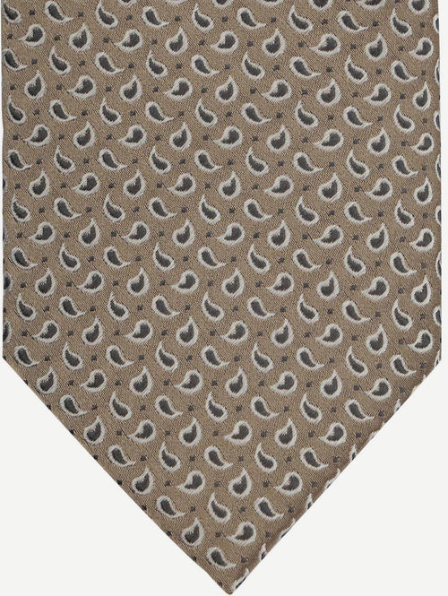 Suitable stropdas zijde paisley beige