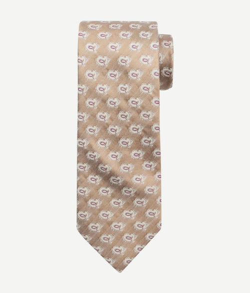 Suitable stropdas zijde paisley beige