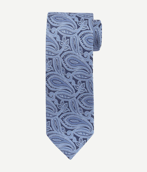 Suitable stropdas zijde paisley blauw